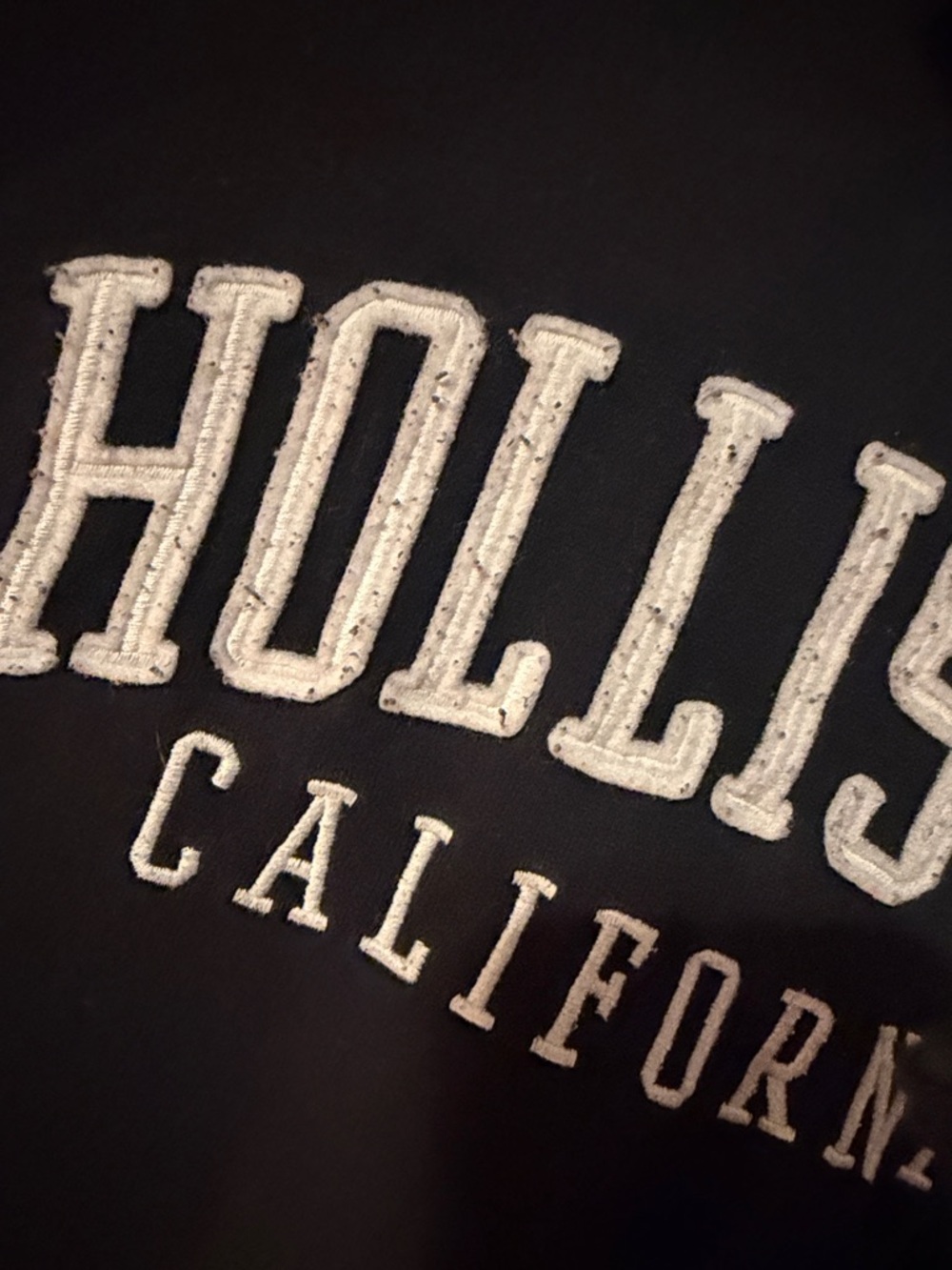 Hollister Black Pullover Hoodie with White Sleeve Stripes - Picture 3 of 3